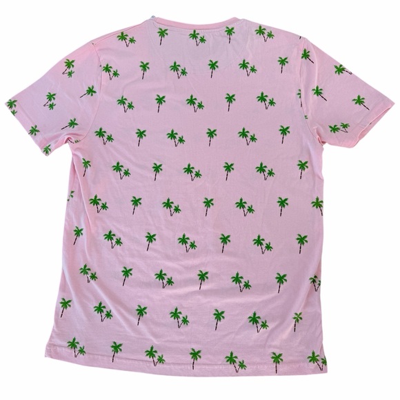 NWT Denim & Flower Ricky Singh Crewneck T-Shirt Pink Palm Tree Sz Large - Picture 3 of 9